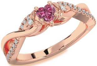 Diamond Amethyst Rose Gold Heart Infinity Promise Ring