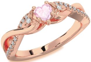 Diamond Amethyst Rose Gold Heart Infinity Promise Ring