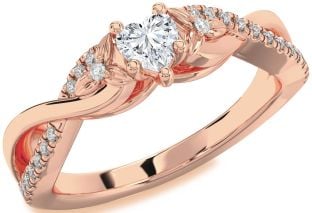 Diamond Amethyst Rose Gold Heart Infinity Promise Ring
