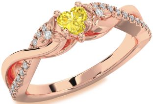 Diamond Amethyst Rose Gold Heart Infinity Promise Ring