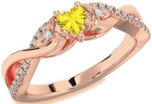 Diamond Amethyst Rose Gold Heart Infinity Promise Ring