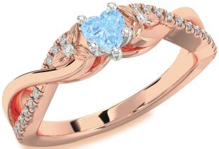 Diamond Amethyst Platinum & Rose Gold Heart Infinity Promise Ring