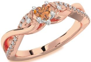 Diamond Amethyst Platinum & Rose Gold Heart Infinity Promise Ring