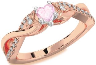 Diamond Amethyst Platinum & Rose Gold Heart Infinity Promise Ring