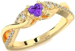 Diamond Amethyst Gold Heart Infinity Promise Ring