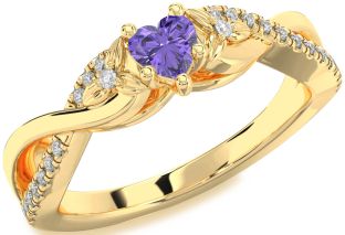 Diamond Amethyst Gold Heart Infinity Promise Ring