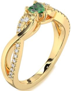 Diamond Emerald Gold Heart Infinity Promise Ring