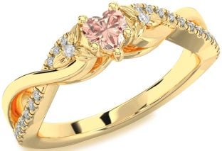 Diamond Amethyst Gold Heart Infinity Promise Ring