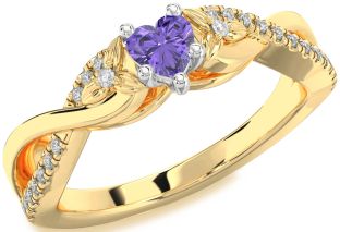 Diamond Amethyst Platinum & Yellow Gold Heart Infinity Promise Ring