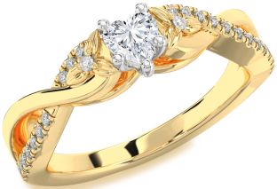 Diamond Platinum & Yellow Gold Heart Knot Flower Ring