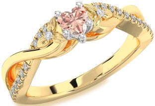 Diamond Amethyst Platinum & Yellow Gold Heart Infinity Promise Ring