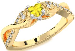 Diamond Amethyst Platinum & Yellow Gold Heart Infinity Promise Ring