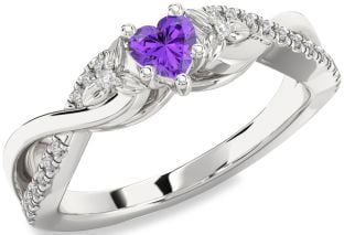 Diamond Amethyst Platinum Heart Infinity Promise Ring