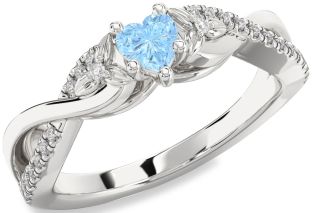 Diamond Amethyst Platinum Heart Infinity Promise Ring