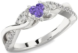 Diamond Amethyst Platinum Heart Infinity Promise Ring