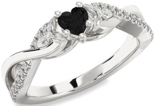 Diamond Amethyst Platinum Heart Infinity Promise Ring