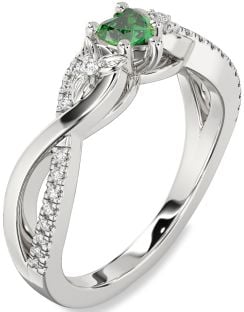 Diamond Emerald White Gold Heart Infinity Promise Ring