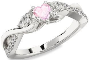 Diamond Amethyst Platinum Heart Infinity Promise Ring