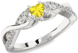 Diamond Amethyst Platinum Heart Infinity Promise Ring