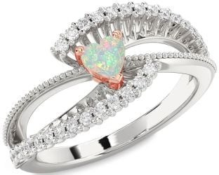 Diamond Amethyst Platinum & Rose Gold Heart Promise Ring