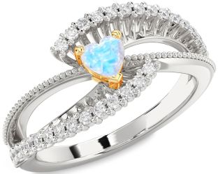 Diamond Amethyst Platinum & Yellow Gold Heart Promise Ring