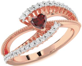 Diamond Amethyst Rose Gold Heart Promise Ring