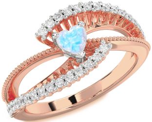 Diamond Amethyst Platinum & Rose Gold Heart Promise Ring