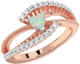 Diamond Amethyst Platinum & Rose Gold Heart Promise Ring