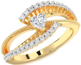 Diamond Gold Heart Promise Ring