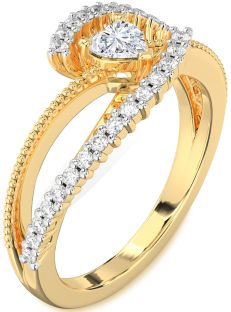 Diamond Gold Heart Promise Ring