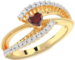 Diamond Amethyst Gold Heart Promise Ring