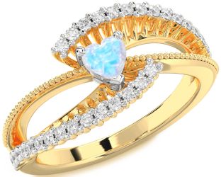 Diamond Amethyst Platinum & Yellow Gold Heart Promise Ring