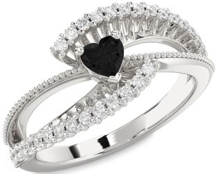 Diamond Amethyst Platinum Heart Promise Ring
