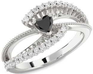 Diamond Amethyst Platinum Heart Promise Ring