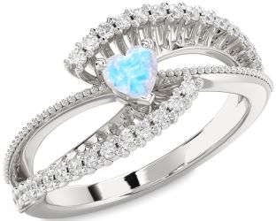 Diamond Amethyst Silver Heart Promise Ring