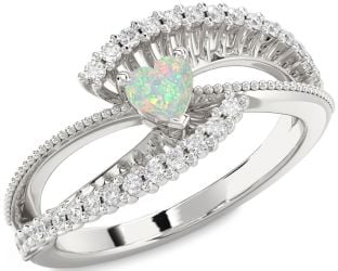 Diamond Amethyst Platinum Heart Promise Ring