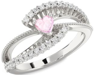 Diamond Amethyst Platinum Heart Promise Ring