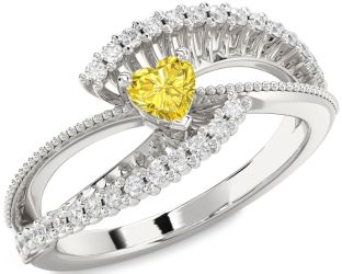 Diamond Amethyst Platinum Heart Promise Ring