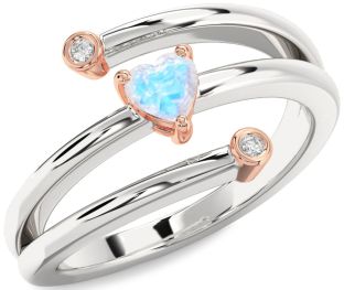 Diamond Amethyst Platinum & Rose Gold Heart Promise Ring