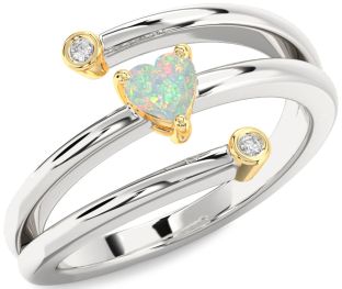 Diamond Amethyst Platinum & Yellow Gold Heart Promise Ring