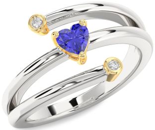 Diamond Amethyst Platinum & Yellow Gold Heart Promise Ring