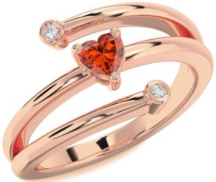 Diamond Amethyst Rose Gold Heart Promise Ring