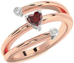 Diamond Amethyst Platinum & Rose Gold Heart Promise Ring