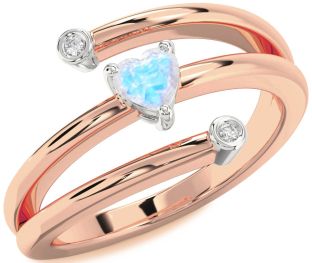 Diamond Amethyst Platinum & Rose Gold Heart Promise Ring