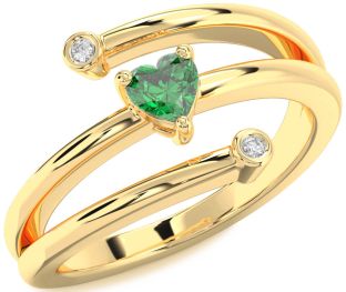 Diamond Emerald Gold Heart Promise Ring