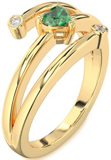 Diamond Emerald Gold Heart Promise Ring