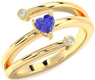 Diamond Amethyst Gold Heart Promise Ring