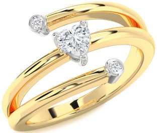 Diamond White Yellow Gold Heart Promise Ring