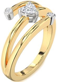 Diamond White Yellow Gold Heart Promise Ring