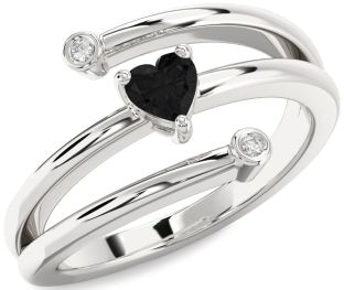 Diamond Amethyst Platinum Heart Promise Ring